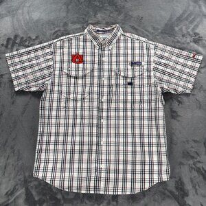 Columbia PFG Auburn Tigers Vented Plaid Fishing Shirt Mens XL Football College